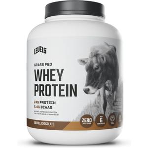 Levels Grass Fed Whey Protein Powder, No Artificials, 24G of Protein, Double Chocolate, 5LB (EXP 05/13/28)