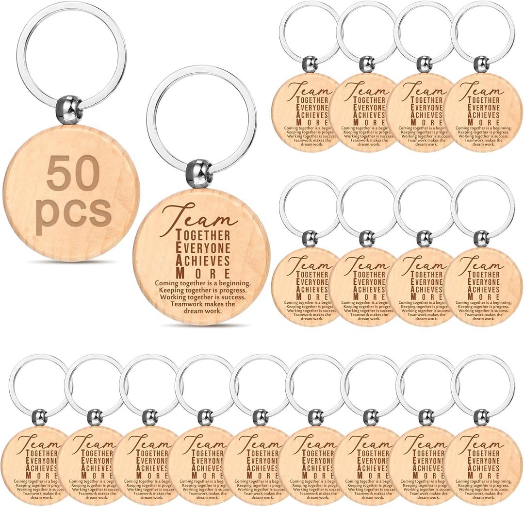 Fumete 50 Pcs Employee Appreciation Inspirational Keychain Customer Service Week 2025 Thank You Gift for Teacher Coworker (Team Style)