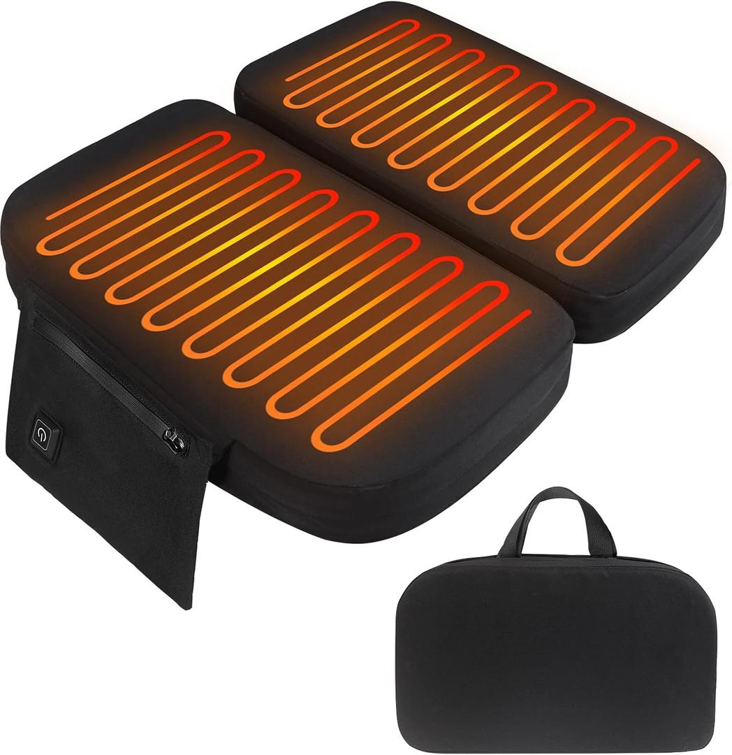 Heated Stadium Seats for Bleachers, Thicken Memory Foam Folding Heated Seat Cushion, Heating Camping Chair Seat Pad Cordless, Seat Warm for Office ChairPower Bank Not Include