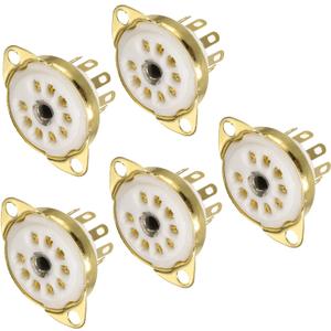 MECCANIXITY 9 pins PCB Tube Socket Ceramics, Vacuum Tube Protect Tube Pin Socket, White Plated Suitable for 12AX7, 12AU7 Tube Pack of 3GZC9-C-2-G