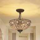 Iridescent 13 in. 3-Light Modern Semi-Flush Mount with Crystal PD1052881