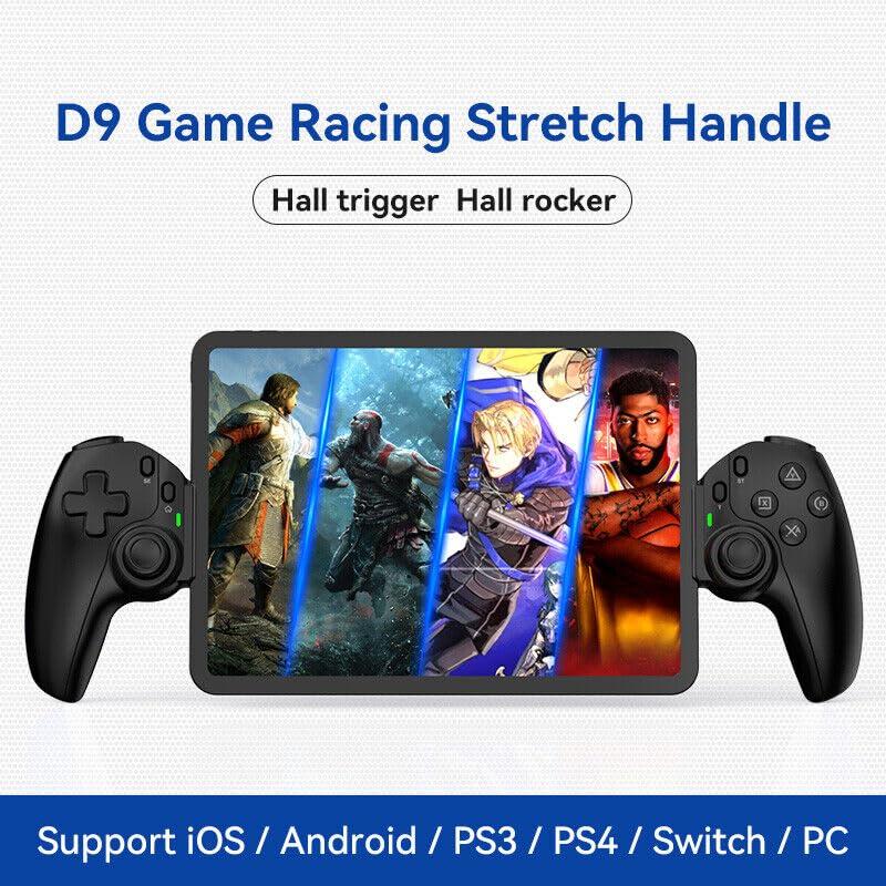 BSP Phone or Tablet Controller for iPhone/iPad/Android/PC, D9 Game Controller for Switch/PS with Programmable Back Buttons/Hall Joysticks/Hall Trigger, iOS Android Controller Support Cloud Gaming (White)