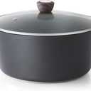 SENSARTE Nonstick Stock Pot with Lid, 2.6/4.5/6.6/8.5 QT Soup Pot Casserole Pot, Healthy Pasta Pot, Large Deep Cooking Pot, Big Sauce Pot Stew Pot, Induction Compatible, PFOA PFOS APEO Free, Black