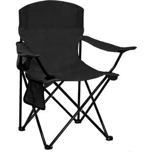 Folding Camping Chair with Cup Holder & Side Storage Bag 300lbs Capacity Lightweight High Back Portable for Beach, Picnic, Sport, Black