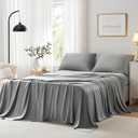 ACCURATEX Cooling Sheets California King Size - Viscose Made from Bamboo, Luxury Cool Silky Sheet Set for Cal King Size Bed, Super Soft Breathable Bed Sheets up to 16 inches Deep Pockect,Grey