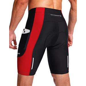 Bike Shorts for Men 3D Padded Bicycle Cycling Underwear Road Biking Biker Mountain Riding Cycle UPF 50+ Shorts Zipper Pockets?Black/Red Large