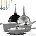 UCCLIFE 17-PCS Pots and Pans Set Non Stick, Induction Cookware Set, Non-toxic Kitchen Cooking Set, Frying Pan, Saucepan Stock Pot Kitchen Utensils Dishwasher Safe, Scratch-resistant (PFAS, PTEF Free)