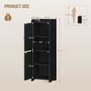 Hzuaneri Bathroom Storage Cabinet, Small Corner Floor Cabinet with 2 Doors and Adjustable Shelf, Narrow Toilet Paper Cabinets, Bathroom Organizer for Small Spaces, 7.9" D x 9.8" W x 29.5" Rattan Black