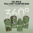 Naturehike Big & Tall Flannel Sleeping Bag for Adults, XXL Sleeping Bag for All Seasons, Machine Washable Sleeping Bags for Camping Hiking Hunting, Compression Sack Included, XX-Large
