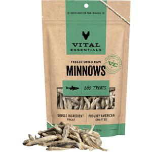Vital Essentials Single Ingredient Minnows Dog Treats, 2.5 oz | Freeze-Dried Raw | Premium Quality High Protein Training Treats | Grain Free, Gluten Free, Filler Free (EXP 07/01/27)