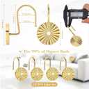 Metal Shower Curtain Hooks, Rust-Resistant Hooks for Shower Curtain Rods, Set of 12, Beautifully Designed Bathroom Curtain Decor (Gold)