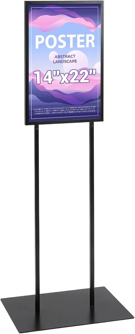 Duraaamo 14 x 22 Inch Double-sided Bulletin Sign Holder Poster Stand Heavy Duty Metal Floor Standing with Top Insert Slot A-frame Display for Indoor/outdoor Events, Frame Only(Black)
