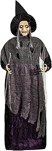 ELAMAS Animatronics 64 inch Dancing Witch Halloween Decorations - Sound Activated with Creepy Sound, Spooky Move, Light Up Eyes, Haunted House Scary Decor Horror Prop for Indoor, Outdoor, Yard Lawn
