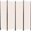 CHOSENM Room Divider, 8 Panel Folding Privacy Screens with Wider Support Feet, 6 Ft Portable Room Partition for Room Separator, 176" W X 71" H, Beige