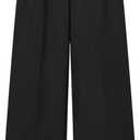 Woman's Commuting Suit Lapel Button-Down Long Sleeve Solid Slim Jacket High Waist Straight Pants Set (Black, Small)