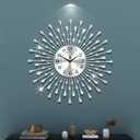 FLEBLE Modern Large Wall Clocks for Living Room Decor Big Silent Wall Clocks Battery Operated Quartz for Bedroom Office Kitchen House Metal 24 Inch Silver Round Clock Wall Decorative for Home Indoor