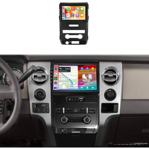 4G+64G Car Radio Stereo for Ford F150 2009-2014, 9inch IPS Touch Screen/Android 15/Wireless CarPlay/Android Auto/DSP 32 EQ/GPS Navigation/WiFi/5.0Bluetooth/FM/RDS/SWC/AHD Backup Camera