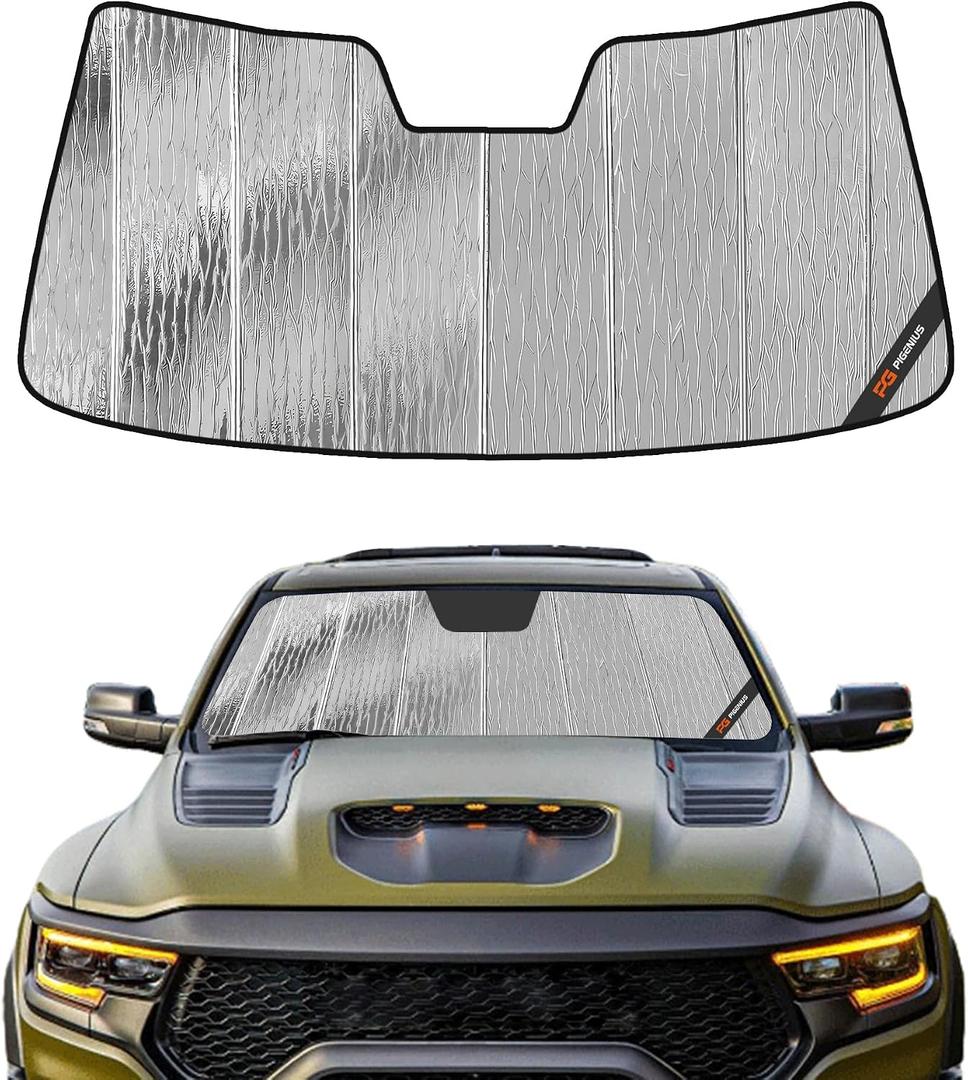 Pigenius Windshield Sun Shade for Dodge Ram 1500 2009-2018, Ram 1500 Classic 2019-2024 Window Sunshade - AstraGuard