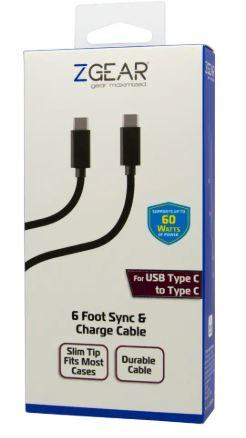 ZGear 6 Ft Black USB-C to USB-C Cable