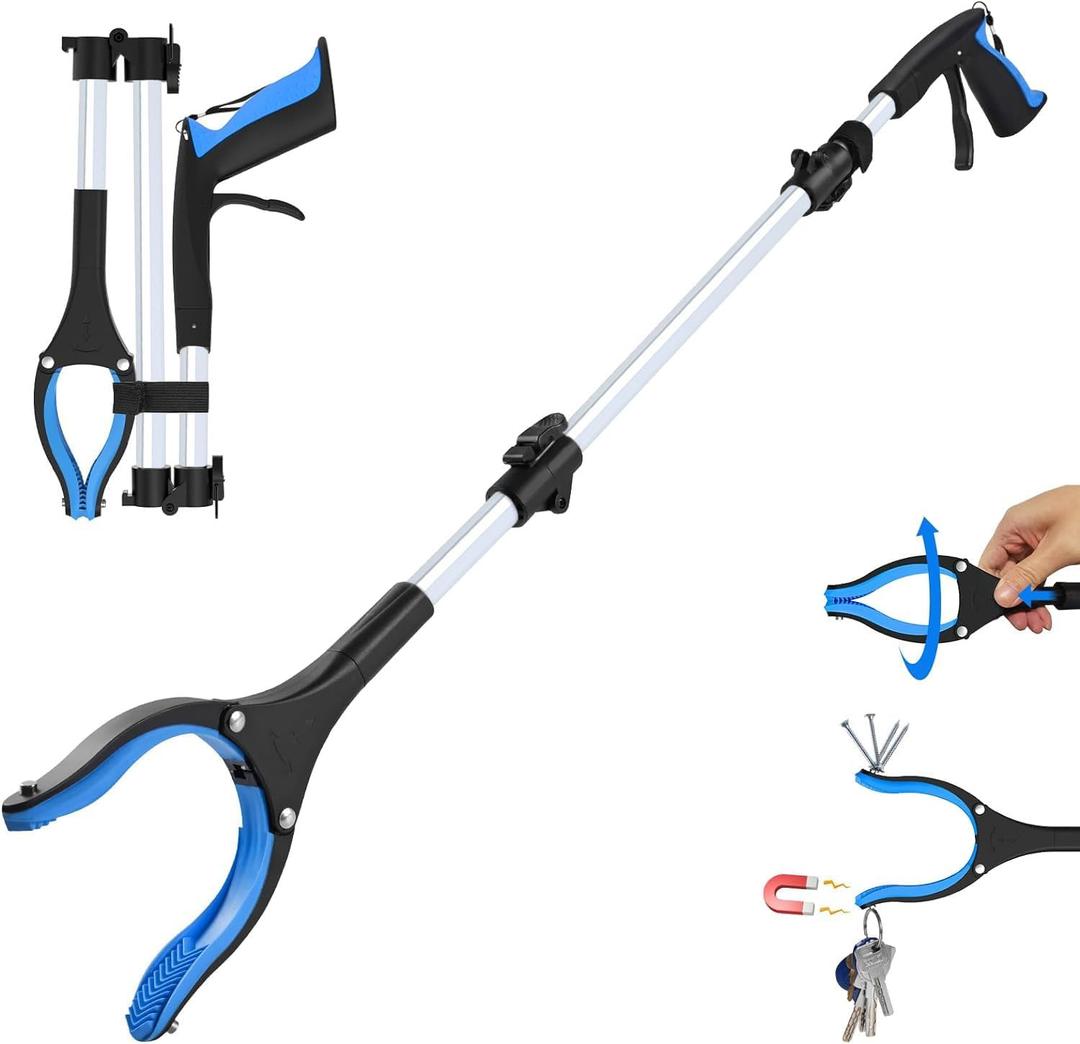 Grabber Reacher Tool - 43 Extra Long Foldable Gripper and Reaching Tool - Heavy Duty Pick Up Stick Grabbers for Seniors, Trash, Surgery Recovery Must Haves Gifts (Blue-43in)