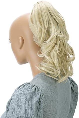 CAISHA 14" Wavy Clip On Ponytail With Butterfly Clip Hairpiece Heat-resistant Synthetic Fibres Light Blond H134