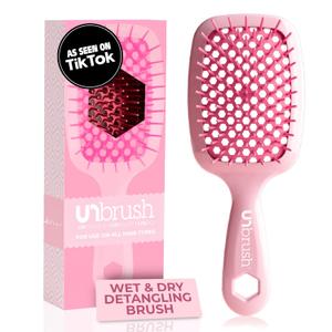 FHI Heat UNbrush Detangling Brush for Pain-Free Brushing on All Wet or Dry Hair Types  Durable DuoFlex Anti-Static Bristles, Lightweight Handle, Vented Hair Brush (Peony Light Pink)