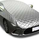 Hail Protection Car Cover Half Cover,5-Layer Heavy Duty Waterproof 210T Taffeta with Double Cotton Padding,Sun UV Rain Snow Resistant,fit Hatchback,Sedan and SUV with Lengths from 4.3 m-4.5 m,Silver