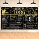 DARUNAXY 40th Birthday Black Gold Party Decoration, Back in 1986 Banner 40 Year Old Birthday Party Poster Supplies Vintage 1986 Backdrop Photography Background for Men & Women 40th Class Reunion Decor