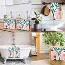 Pink and Green Boho Floral Kitchen Towels, Retro Mid Century Modern Flower Decorative Dish Towels Drying Cloth, Abstract Boho Floral Hand Towels for Bathroom Kitchen, 16x24 Inch Set of 2