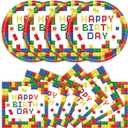 40Pcs Building Block Plates and Napkins Party Supplies, Disposable Colorful Building Block Birthday Party Plates Napkins Tableware Set for Boys Birthday Party Decorations Serve 20 (Building Block)