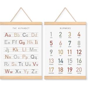 EliteSign Educational Preschool Learning Posters, Alphabet Numbers Posters for Toddlers, ABC Banner Wall Hanging Posters Decor for Classroom Playroom Nursery Kids Room, 12x17 Inch Set of 2