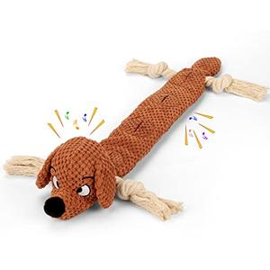 Letsmeet Dog Toys,Squeaky Dog Chew Toy with Crinkle Paper,Interactive Tough Plush Rope Toys for Small Medium Large Dogs with Gift Boxes