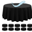 10 Pack Black Round Tablecloth 120 Inch, Waterproof Polyester Table Cloth for Round Tables, Black Tablecloths Stain and Wrinkle Resistant Washable Fabric Table Cover for Party Dining Wedding Banquet