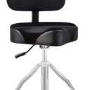 TENTOTEN Drum Throne with Backrest Drum Chair, Portable Removable Drum Throne Seat Motorcycle Style Hydraulic Drum Stool for Adults with Adjustable Backrest & Memory Foam (Black Velvet)