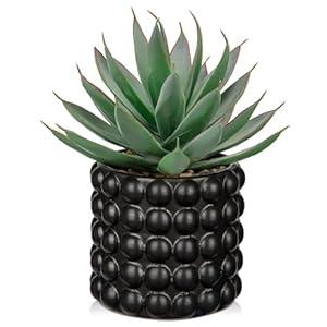 Briful Succulents Plants Artificial for Home Decor, Realistic Potted Fake Agave Plant, Bubbled Plant Pot, Cute Aloe Maguey Faux Plant, Shelf Tables Decor, Modern Farmhouse Home Decorations