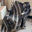 Aztec Throw Blanket 51"x63" for Sofa Couch Chair Bed, Reversible Cotton Western Blanket with Tassel, Black and White Boho Blanket Southwestern Tapestry Home Decor Travle Camping Blanket
