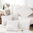 VitalCozy 6 Pcs Winter Faux Fur Throw Pillow Covers Fluffy Couch Cushion 18 x 18 in Square Pillow Luxury Decorative Soft Pillowcase Zipper Closure for Sofa Couch Sleepover Party(White)