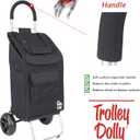 dbest products Trolley Dolly Black Foldable Shopping cart for Groceries with Wheels and Removable Bag and Rolling Personal Handtruck Standard