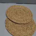 Set of 12 Round Woven Placemats - 13.8 Inches Natural Boho Rattan Wicker Table Mats for Home Dining Table