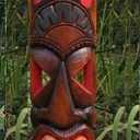 Tiki Wooden Mask Patio Tropical Bar Wall Decor Set of 1 Design 39"