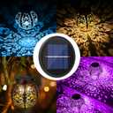 Replacement Solar Light Parts 2 Mode 2 Pack Warmwhite and RGB Color-Changing ,Solar Lights Replacement Top, Inserts for Lanterns, Waterproof DIY Outdoor Garden Patio Decor 3.53inch