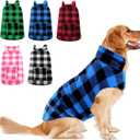 ASENKU Dog Winter Coat, Fleece Doggie Jacket Plaid Reversible Vest Waterproof Windproof Cold Weather Clothes for Dogs (Blue,3XL)
