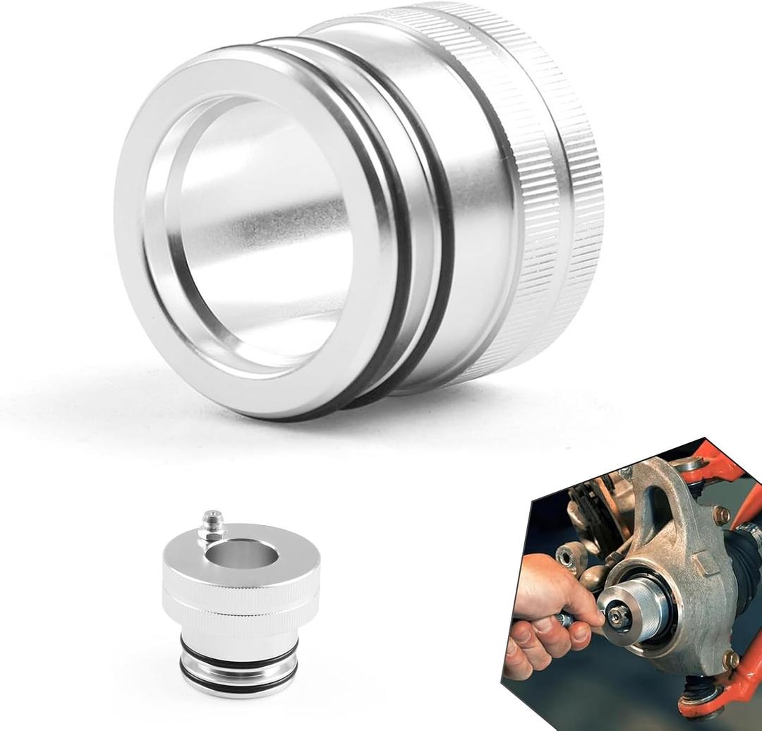 35mm Wheel Bearing Greaser Tool, Aluminum Front Rear Wheel Bearing Greaser O Rings, Compatible with Most of All Polaris UTV and ATV SxS/RZR 900S/ 1000/ PRO XP (Silver)