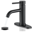 Black Bathroom Faucet, WINKEAR Single Hole Bathroom Faucet with Pop-up Drain and Flexible Hoses, Single Handle Faucet for Bathroom Sink, Vanity, RV, Modern Farmhouse, Suitable for 1 Hole or 3 Hole