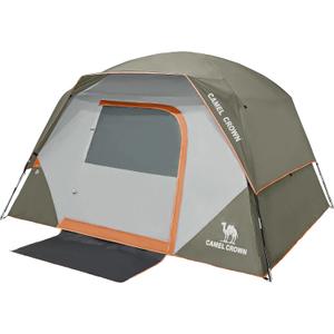 CAMEL CROWN Tents for Camping 4/8 Person Waterproof Quick Setup Folding Outdoor Backpacking Tents 4 People Family Hiking (Brown)