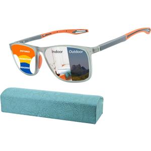 K.LAVER Photochromic Progressive Multifocus Reading Glasses Blue Light Blocking Multifocal Readers Spring Hinge Sunglasses