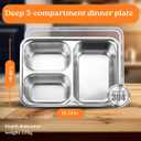 2 Pack Snack Containers for Kids, Stainless Steel Toddler Plates with Lids, 3 Compartment Food Container, Baby Plates, Stainless Steel Lunch Box for Kids, Bento Box Meal Prep Containers