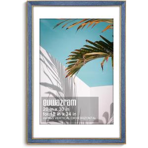 Suede 20x30 Frame - Single Frame, Christmas Elegant Sky Blue 20 x 30 Poster Frame with Mat for 18x24, 20x30 Picture Frames for Artwork, Puzzles, Photos and Movie Posters