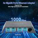 ELUTENG Starlink Multi Port Ethernet Adapter 50cm/1.6ft for Starlink Gen 3 / MINI, 4-Ports Ethernet Dongles RJ45 Interface Wired Extenders with USB C to DC Adapter - 4 Devices Networked Simultaneously