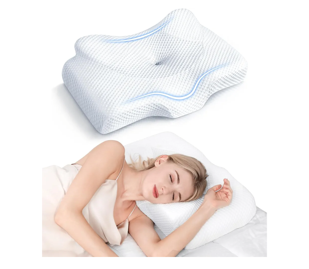 Osteo Cervical Pillow for Neck Pain Relief, Hollow Design Odorless Memory Foam Pillows with Cooling Case, Adjustable Orthopedic Bed Pillow for Sleeping, Support for Side Back Sleepers